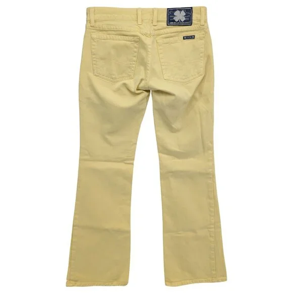 Lucky Brand Maggie Flare Jeans Womens Yellow Cotton Button Fly Denim Size 26 - Picture 2 of 11